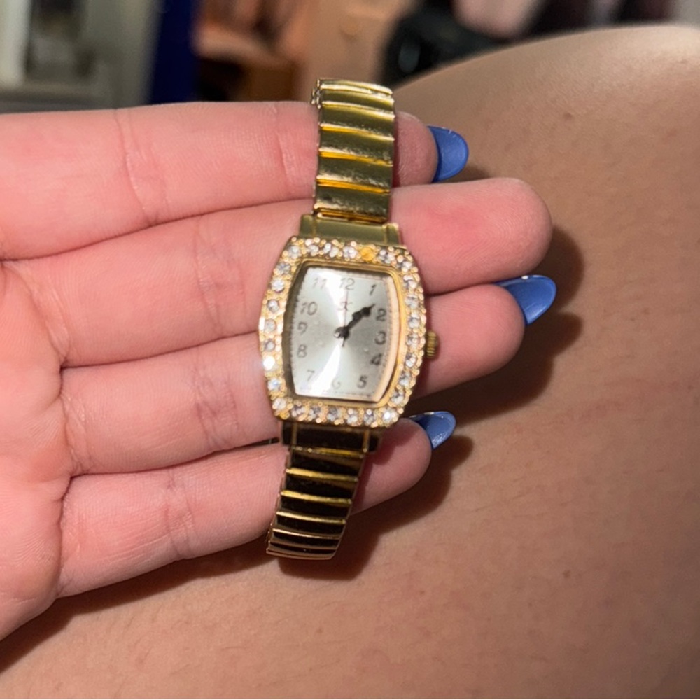 Gold and Silver Vintage-Inspired Jewelry Watch with Textured Band